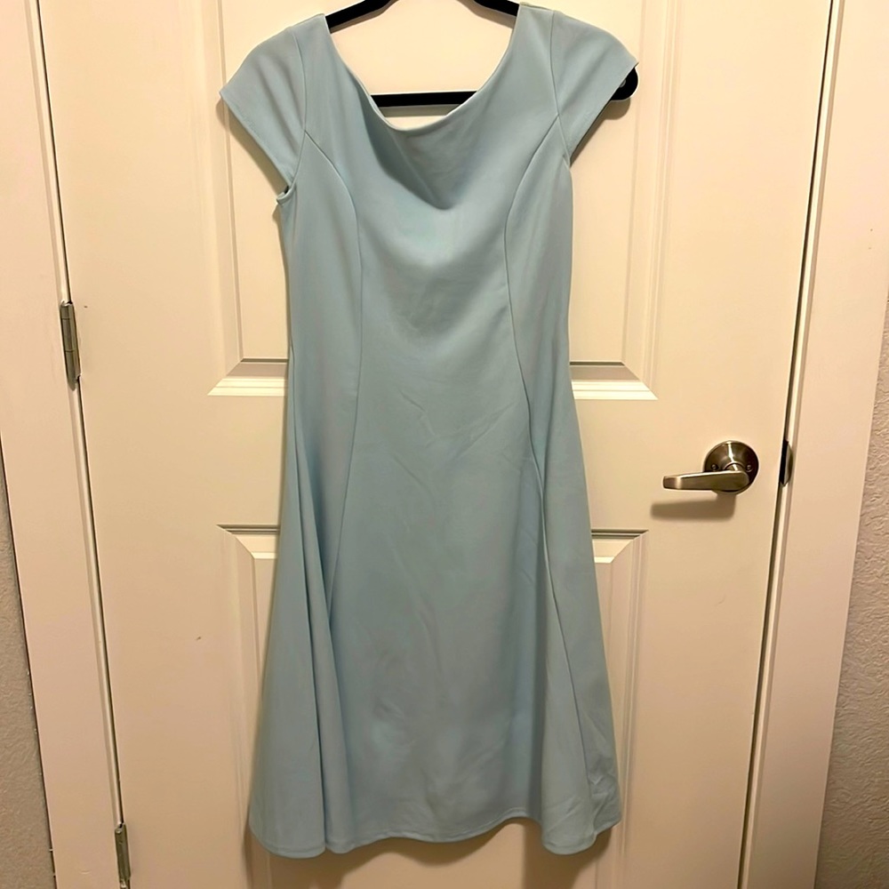 Blue midi dress, cap sleeves, size - small